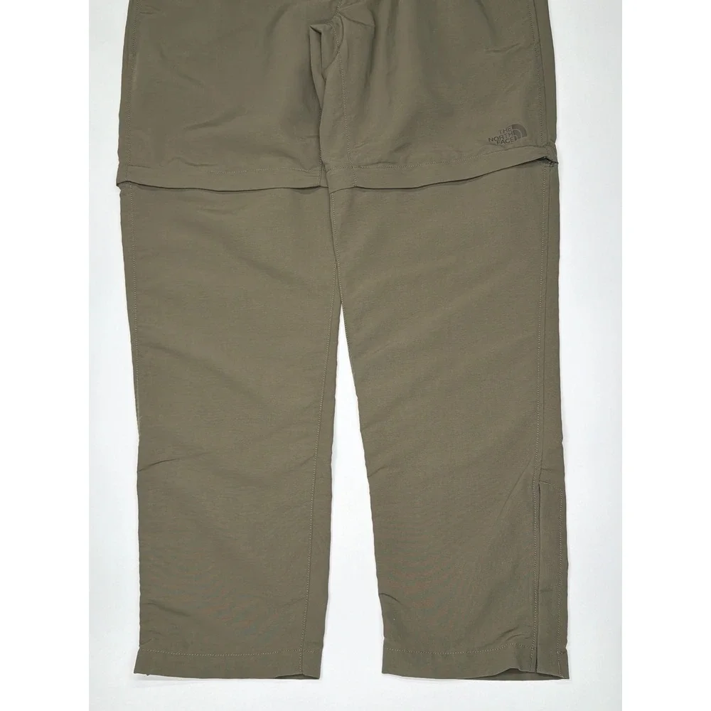 The North Face Mens Convertible Hiking Pants Zip Off Green Khaki Size 38x30‎